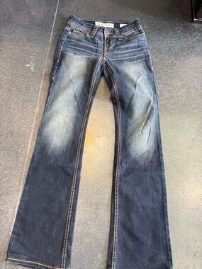 BKE Payton Women's Blue Bootcut Jeans with Faded Whiskering